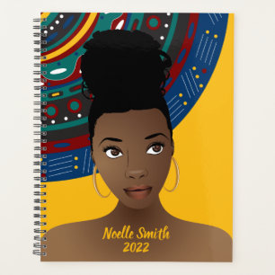 Femme noire, d'inspiration tribale, Bleu & Or