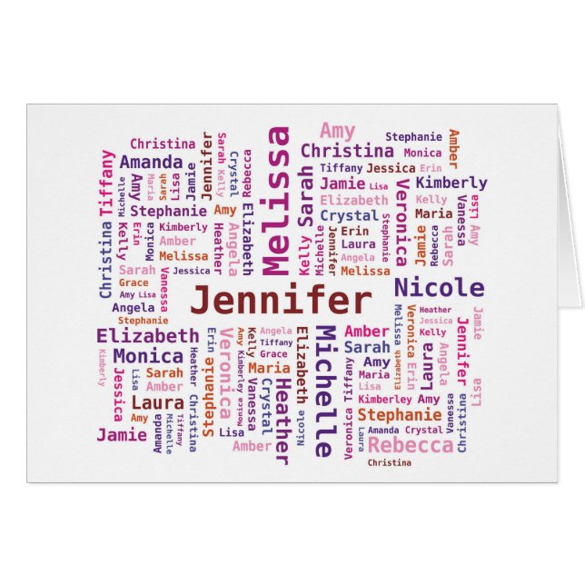 Femme Noms Word Cloud - Rose et Orange (Devant Horizontal)