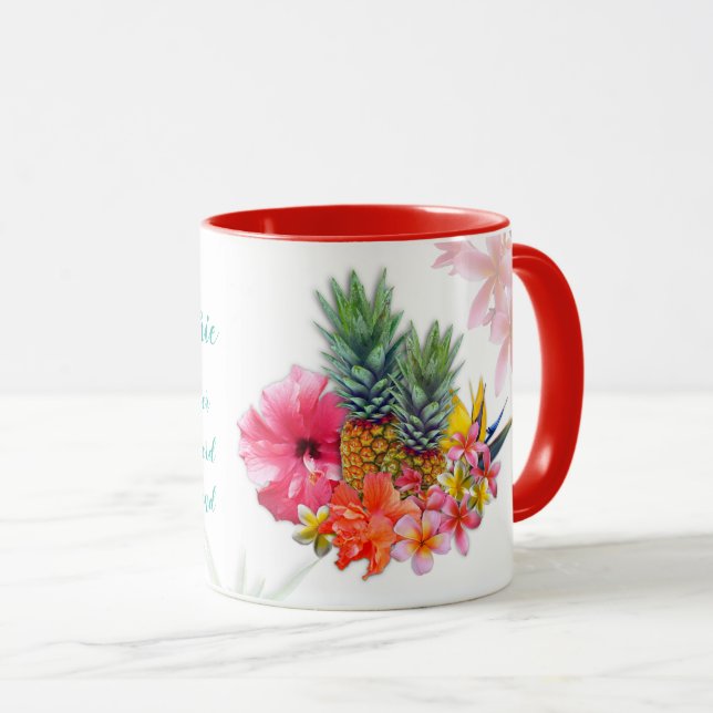 Femme Pasteur enseignant Fleurs tropicales Mug (Devant droit)