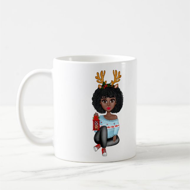 Femme personnalisée de couleur de Noël café Mug (Gauche)