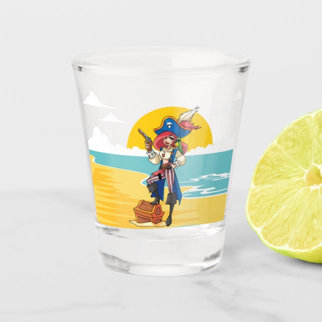 Femme pirate Treasure shot verre (Devant)