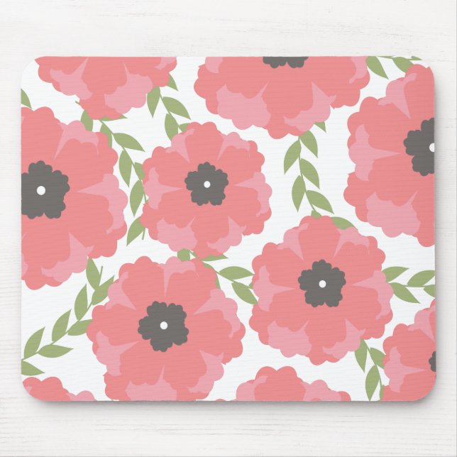 Femme rosa Blumenmuster Mousepad (Vorne)