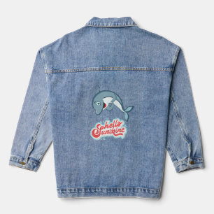 Femme, s Dolphin Art Design Denim Jean Jacket