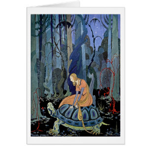 Femme s'asseyant sur une tortue