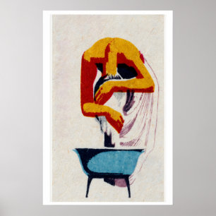 Femme se lavant les cheveux Impression de boîte d'