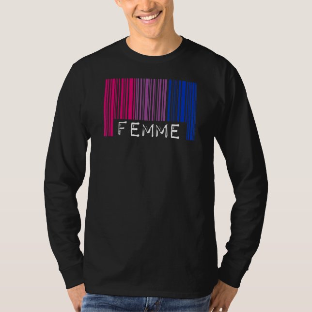 Femme Strichcode Bisexuelle Strichflagge Ästhetisc T-Shirt (Vorderseite)