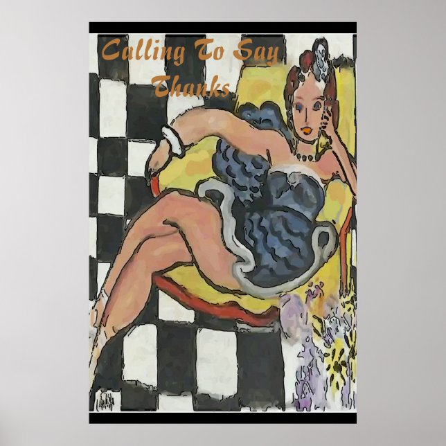 Femme sur téléphone portable Abstrait, affiche sty (Devant)