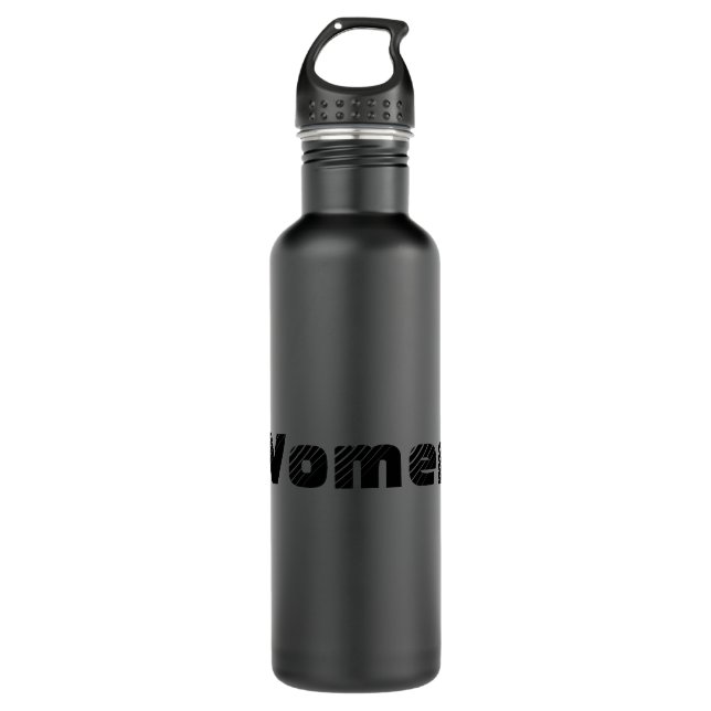 Femme texte Nom Couleur mat noir bouteille d'eau (Devant)