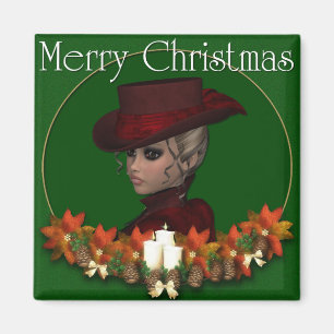 Femme victorienne 1 - Joyeux Magnet de Noël