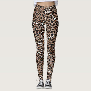 Femmes Brown/blanc/noir Poster de animal Leggings