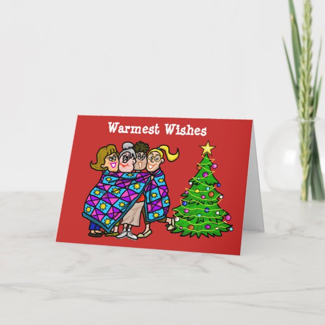 Femmes enveloppées dans la carte de Noël d'édredon (Devant)