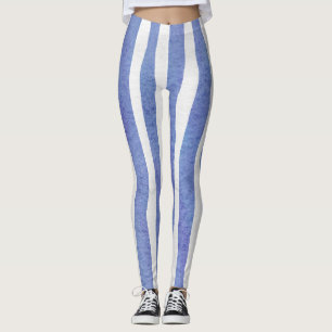 Femmes Leggings - Blue Stripe Pattern