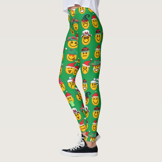 Femmes Leggings verts de Noël | Emoji Leggings (Gauche)