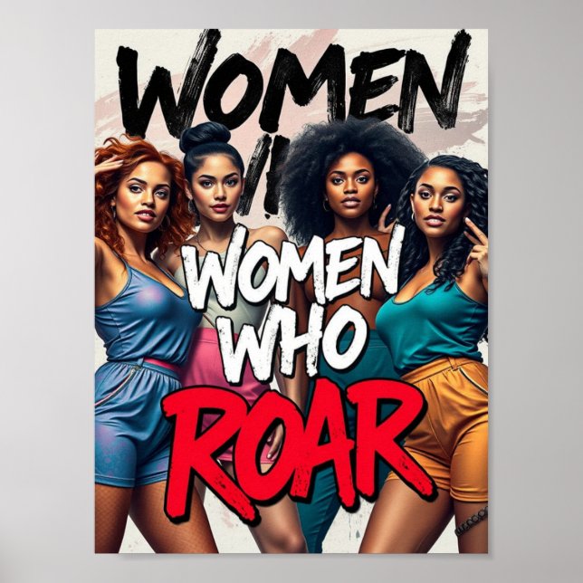 Femmes qui rugissent - Poster d'art féministe (Devant)