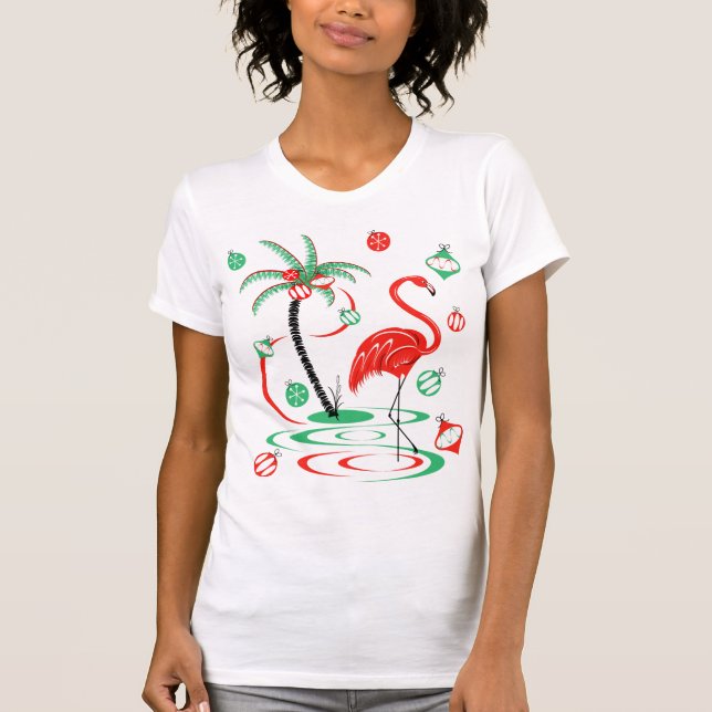 Femmes rouges de T-shirt de babioles de Flamant (Devant)