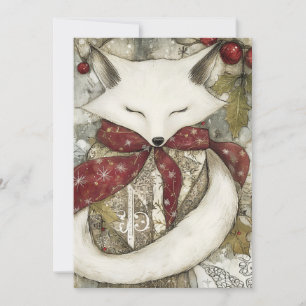 Fen le Renard Carte de vœux de Noël Woodland Whi