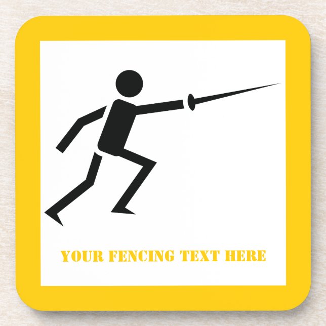 Fencer-Silhouette mit Schwert-Feing-Brauch Untersetzer (Vorderseite)