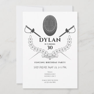 Fencing Birthday Party Foil Épée Säbelturnament Einladung
