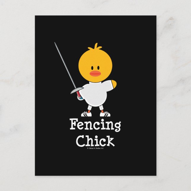 Fencing Chick Postcard Postkarte (Vorderseite)