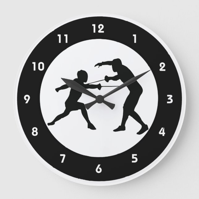 Fencing Design Wall Clock Große Wanduhr (Vorderseite)