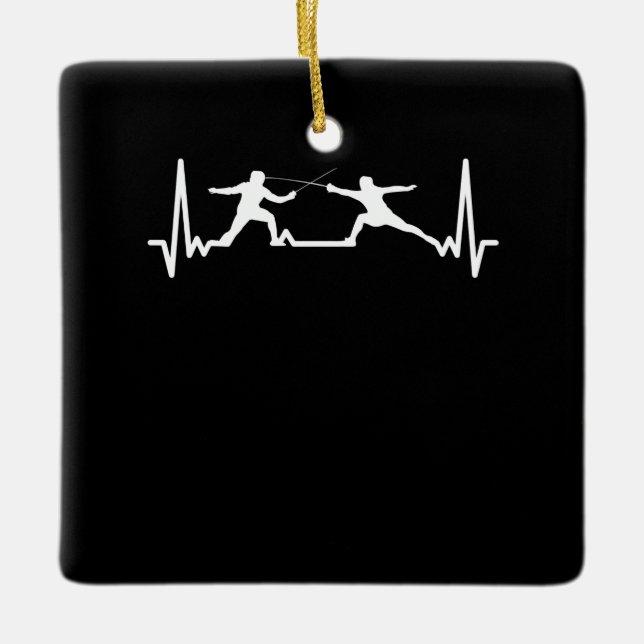 Fencing Game Gamer Fencer Sport Kardiogramm Feelin Keramikornament (Vorderseite)