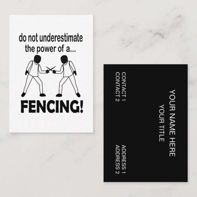 Fencing Game Sport Fighting Visitenkarte (Vorne/Hinten)