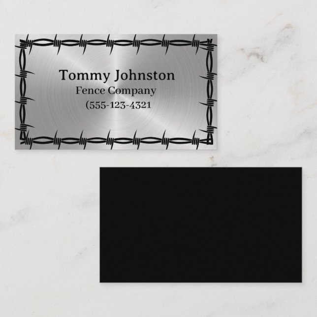 Fencing mit Barb Wire darauf Visitenkarte (Vorne/Hinten)