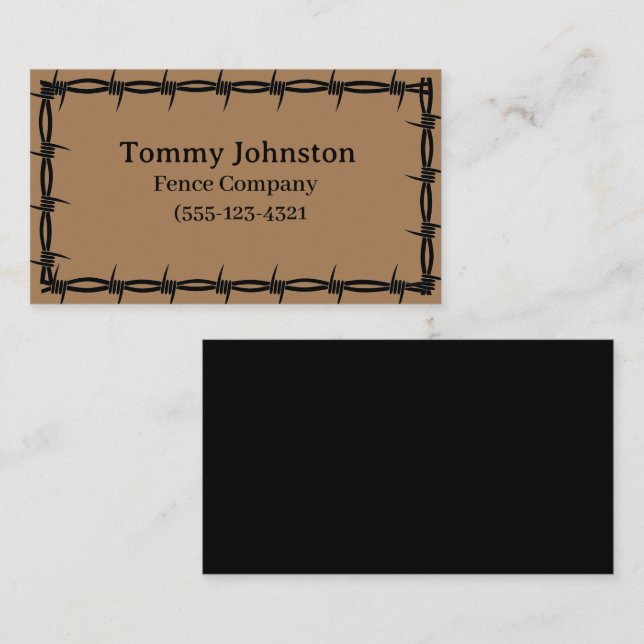 Fencing mit Barb Wire darauf Visitenkarte (Vorne/Hinten)