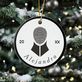 Fencing Schwarz-weiß Grau Fencer Individuelle Name Keramik Ornament