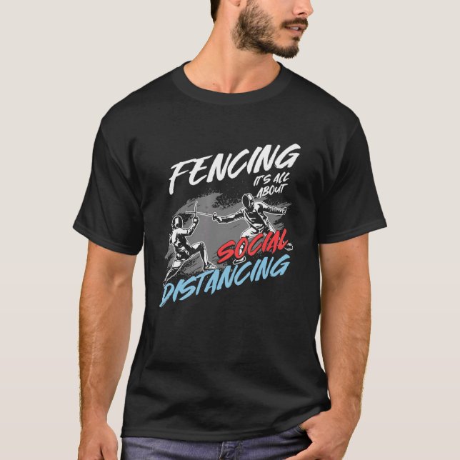 Fencing Social Distancing Fencer Fence Mask Long S T-Shirt (Vorderseite)