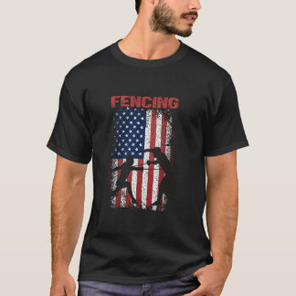 Fencing Sports Retro American Flag USA Flag T-Shirt