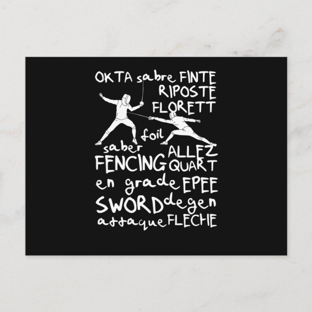 Fencing terms training fencer team foil postkarte (Vorderseite)
