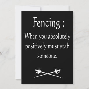 Fencing, wenn Sie absolut positiv zu stechen Feiertagskarte