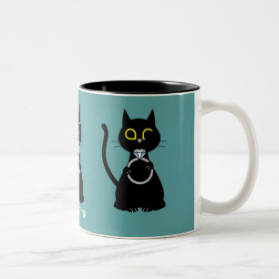 FENÊTRE BLEUE Funny Chat noir Proposition Mug à de