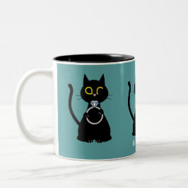FENÊTRE BLEUE Funny Chat noir Proposition Mug à de