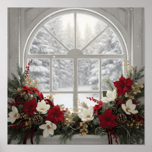 Fenêtre cosy d'hiver Élégante décoration de Noël