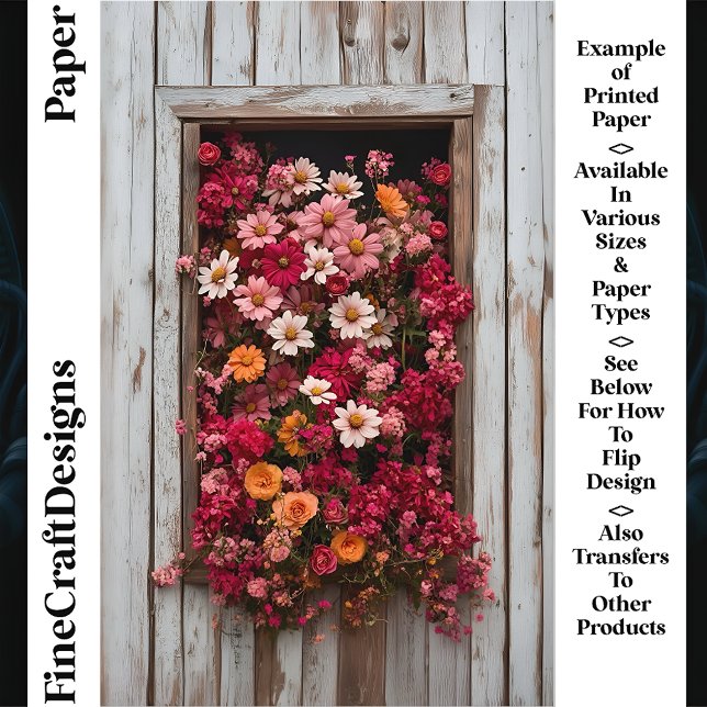 Fenêtre en bois vieilli avec Fleurs CL5 Papier à r (Créateur téléchargé)