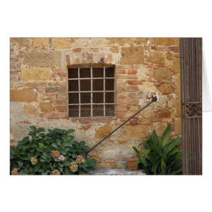 Fenêtre et mur en pierre ancien, Pienza, Italie