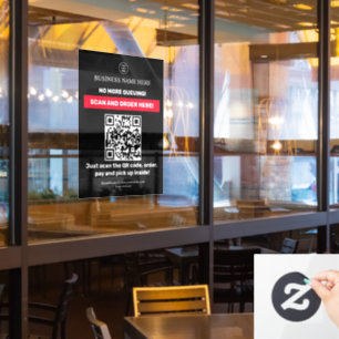 Fenêtre Noir   Code QR Menu Scan Commande Autocollant pour