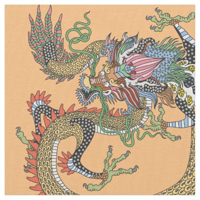 Feng Huang und der chinesische Drache Stoff (Nahaufnahme)