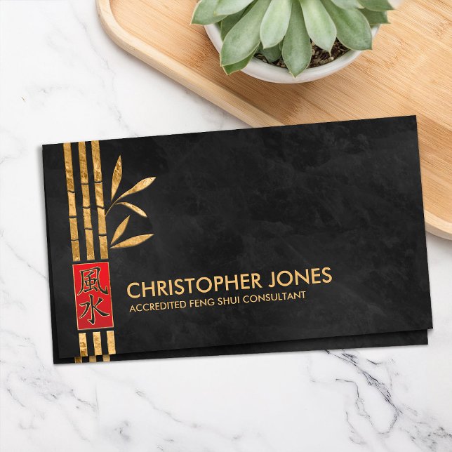 Feng Shui Calligraphy Symbol Lucky Bamboo Visitenkarte (Von Creator hochgeladen)