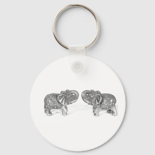 Feng Shui Double Elephant - B&W Schlüsselanhänger