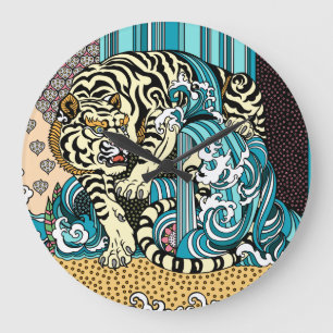Feng Shui White Tiger Large Clock Große Wanduhr