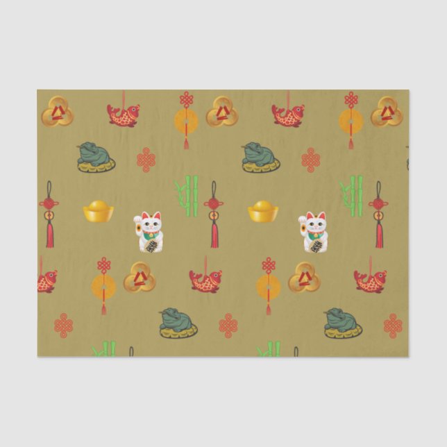 Fengshui Viel Glück, Money and Abundance Symbols Seidenpapier (Vorderseite)