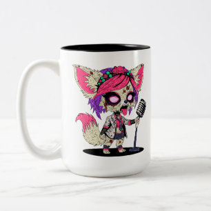 Fennec Fox 80er Pop Star Zombie Zweifarbige Tasse