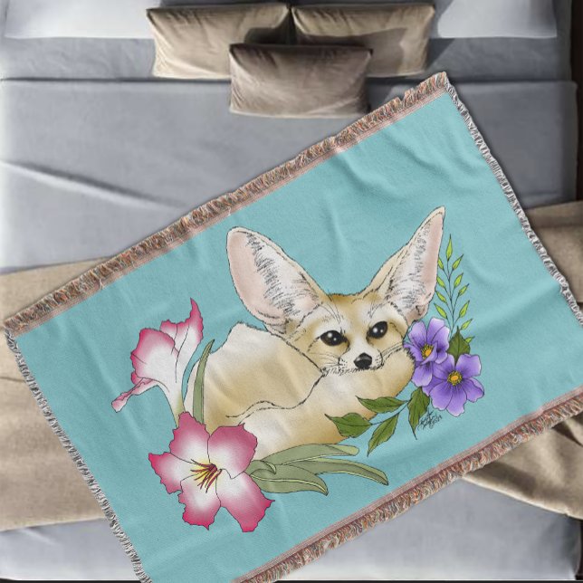 Fennec Fox Blume Niedlich Decke (Von Creator hochgeladen)
