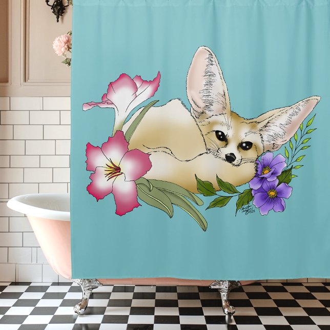 Fennec Fox Blume Niedlich Duschvorhang (Von Creator hochgeladen)