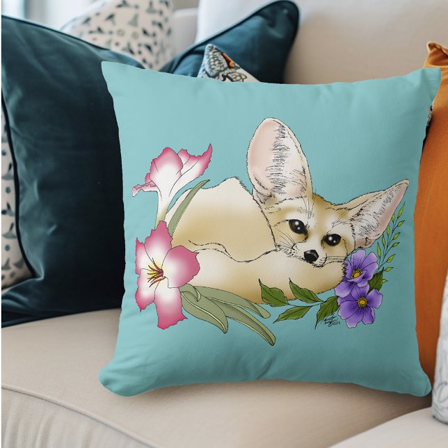 Fennec Fox Blume Niedlich Kissen (Von Creator hochgeladen)