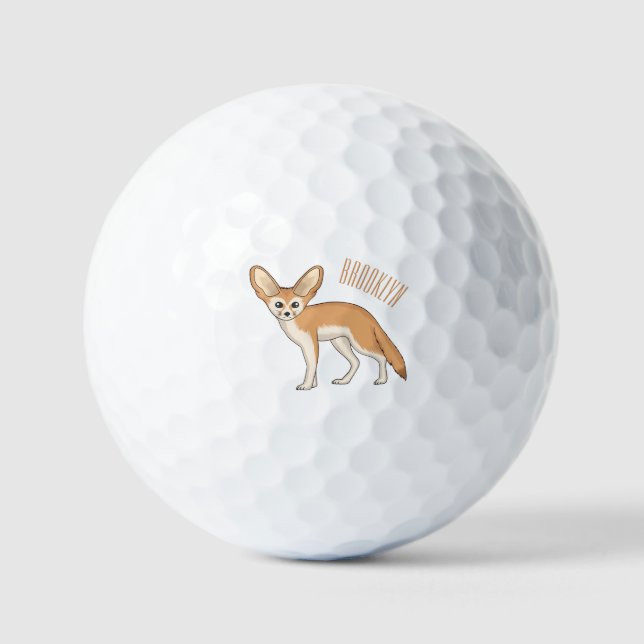 Fennec fox Cartoon Illustration Golfball (Vorderseite)
