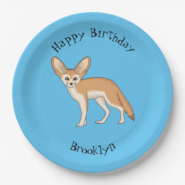 Fennec fox Cartoon Illustration Pappteller (Vorderseite)